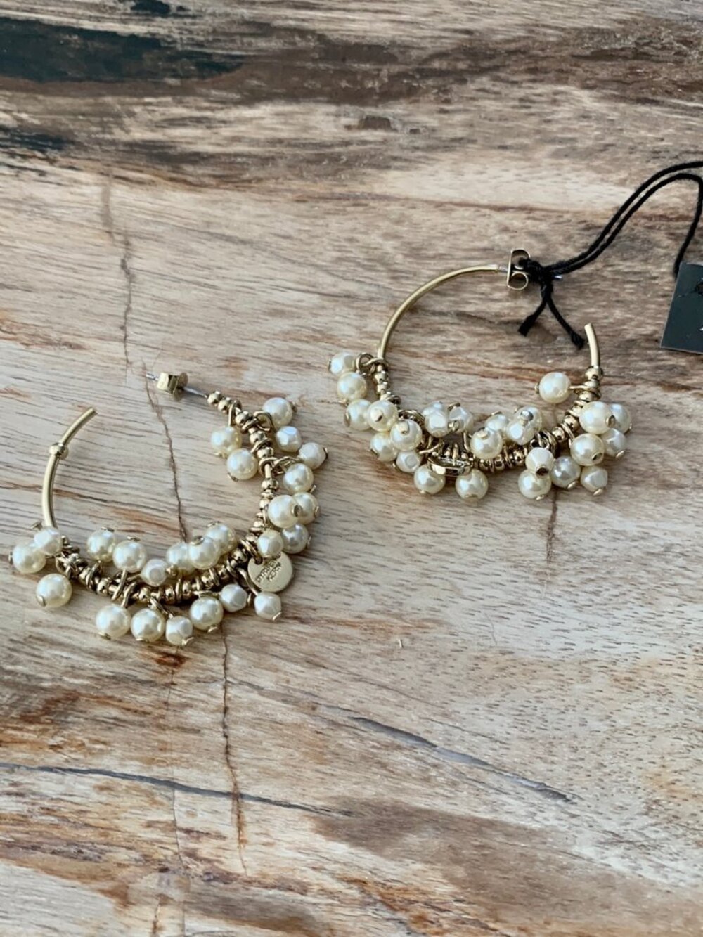 Dyrberg/Kern Vipas pearl bead open hoop earrings